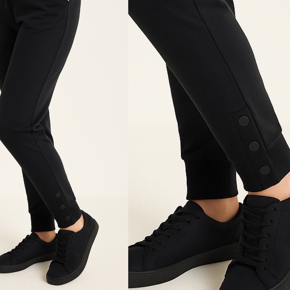Long Tall Sally Black Button Cuff Jogger Sweatpants Womens‎ Size 12Drawstring